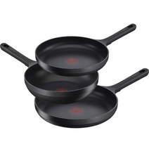 테팔 인덕션 트라토리아 주물 프라이팬 세트 3개, 프라이팬 24cm + 28cm + 웍 26cm, 블랙