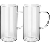 인블룸 홈카페 손잡이 원형 유리컵 400ml, 2개, 투명