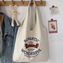 뽀르픽 여성용 감성 레터링 디자인 캔버스백 봉지형