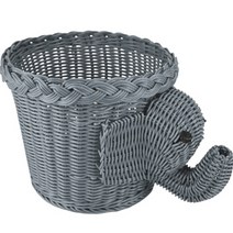 라탄 등나무 동물 바구니 코끼리 S, 1개, 그레이