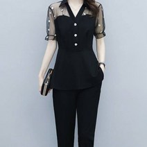 겟꿀 슬림라인 정장 투피스 세트 플라워패턴