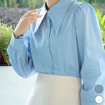 페이퍼먼츠 여성용 뾰족카라 중앙 버튼 면 블라우스 03842