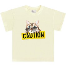 키즈크루 아동용 신중한 고양이 반팔 티셔츠