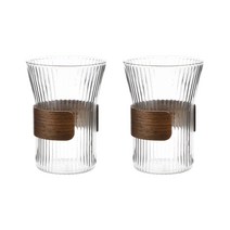 삼호유리 글라스코 우드 컵홀더 커피잔 310ml SH2023-1 2p, 투명, 1개