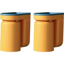 솔브리빙 양치컵 세트 욕실 부착형 칫솔꽂이 걸이 거치대, 노랑, 2개