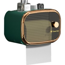 솔브리빙 고급 골드 화장실 방수 투명 아크릴 두루마리 두루말이 휴지케이스, 그린, 1개