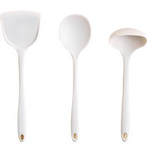 세븐키친 모노실리콘 라지 조리도구 3종 세트, 뒤집개 + 요리스푼 + 국자, 화이트