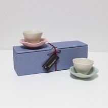 달소금 꽃잎찻잔 커플세트, 01 핑크 + 민트, 1세트