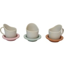 달소금 도자기 무광 파스텔 종이컵 홀더 +받침 3종 세트, 라이트핑크, 민트, 연어