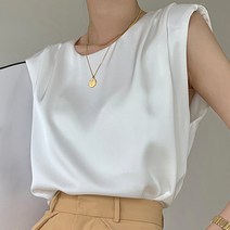 비비에모 봄 여름 라운드넥 숄더 셔링 나시 블라우스 03179