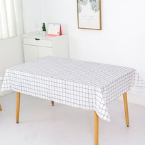 모던리빙 깔끔한 체크무늬 식탁보, 화이트, 137 x 180 cm