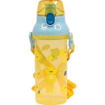 릴팡 아동용 앵커 원터치 어깨끈 물통, 옐로베어, 480ml, 1개