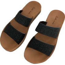 라블 큐빅 스트랩 슬리퍼