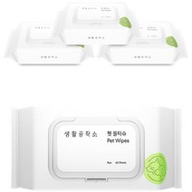 생활공작소 반려동물 펫케어 물티슈, 60매, 4팩
