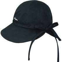 루페오 여성용 자수 와이어 코튼 와이드 골프 리본 버킷햇, 블랙