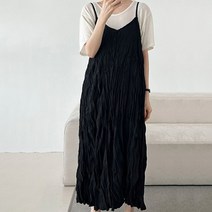 라라온 웨이브 플리츠 나시 롱 원피스