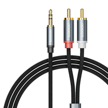 투키 스테레오 3.5mm AUX to 2RCA 오디오 케이블 1m, 그레이, TYPX4-MD0G