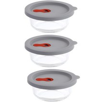 플라라 원형 실리콘 오븐글라스 + 뚜껑 세트 390ml, 3세트, 유리용기 + 실리콘 뚜껑