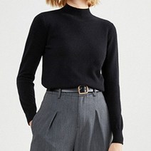 더시럽 여성용 슬림핏 캐시 하프하이넥 니트