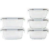 모던하우스 전자레인지에 바로 돌리는 스팀홀 유리밀폐용기 세트, 1세트, 용기 320ml x 3p + 520ml x 2p
