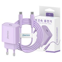 팬택 25W 1포트 파스텔 초고속충전기+ 45W 2m C to C 케이블 세트, 1세트, 퍼플