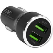 디패스트 36W USB 퀵차지 12V 24V 겸용 QC 3.0 듀얼 차량용 고속 충전기 시거잭, DF-CS01, 혼합색상