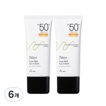 아리얼 세븐데이즈 퓨어 마일드 선크림 SPF50+ PA++++, 35ml, 6개