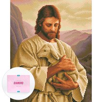 디클레어 액자 캔버스형 보석십자수 DIY 키트 40 x 50 cm, 예수와 어린 양 2, 1세트