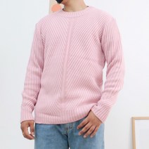 리셋 남성용 사선 라운드 니트