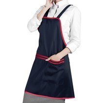 팀쿡 배색 덮개 앞치마 TDA-201 118 x 68 cm, 네이비, 1개