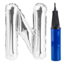 파티팡 알파벳 은박풍선 대 실버 + 풍선용 손펌프 세트, N, 1세트