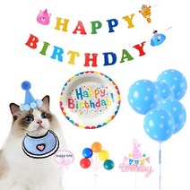 이사벨홈 고양이 생일 입양 파티 8종 세트, 블루, 1세트