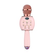 엑토 블루투스 LED 미러볼 노래방 마이크 스피커, MICS-07핑크