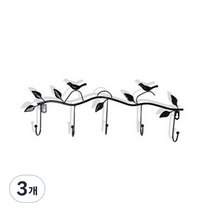 5구 인테리어 벽 옷걸이 행거, 블랙, 3개