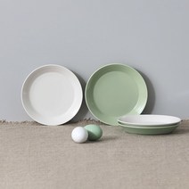 보울보울 어반데일리 디저트플레이트 접시 세트 18cm, 1세트, 리넨화이트 2p + 애플그린 2p