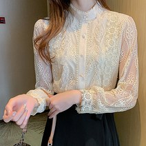 비비에모 빙그롤리 헨리넥 레이스 블라우스 00403