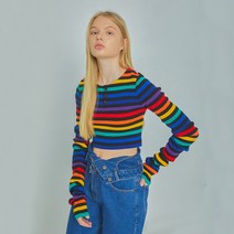 소윙바운더리스 여성용 RAINBOW CROP 니트