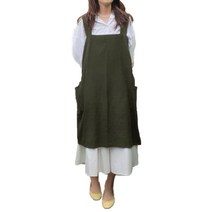린넨 심플 롱 앞치마 XL, 그린, 1개