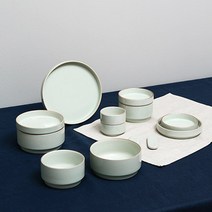 에라토 옳음 2인 그릇세트 13p, 비취, 공기 2p + 대접 2p + 찬기 대 2p + 중 2p + 원접시 + 래머킨 소 2p + 수저받침 2p