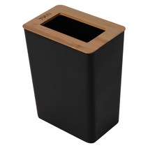 씨에스리빙 튤리 자연주의 대나무 사각 휴지통 10L, 블랙, 1개
