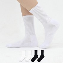 이지레그 남성용 스포츠 이중쿠션 크루 장목 무지 양말 5켤레, 랜덤발송