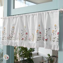 우리앤데코 앨리너 자수 레이스 바란스 주방가리개커튼