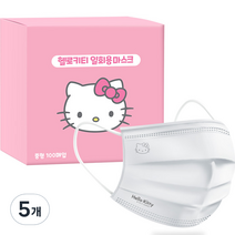 프로월드컵 헬로키티 마스크 중형, 100매입, 5개, 화이트