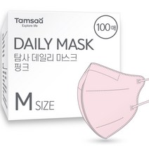 탐사 국내생산 데일리 컬러 마스크 새부리형 중형, 핑크, 100개입, 1개