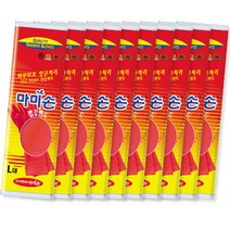 마미손 빨강밴드 고무장갑 2p L, 빨강, 10개