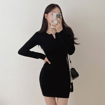 밀키버터 여성용 V트임 슬림 미니 원피스 MB2211
