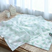 화모 뽀송뽀송 리플 여름아기이불 L, 민트코끼리