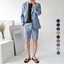 머시따 남성용 9컬러 여름 정장 수트 자켓 + 반바지 세트