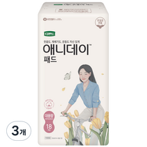 디펜드 여성용 애니데이 요실금 패드 대용량, 18개입, 3개, 대형