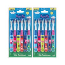 브러쉬버디즈 페파피그 키즈 칫솔 6p, 스카이, 핑크, 라임, 오렌지, 블루, 민트, 2세트, 6개입